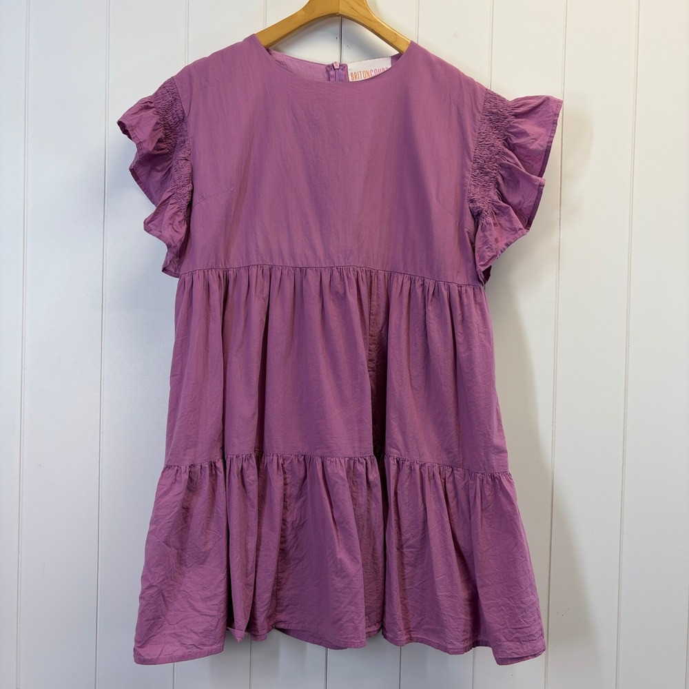 Briton Court Cottage Tiered Babydoll Dress Women Size M Flowy Smocked Party